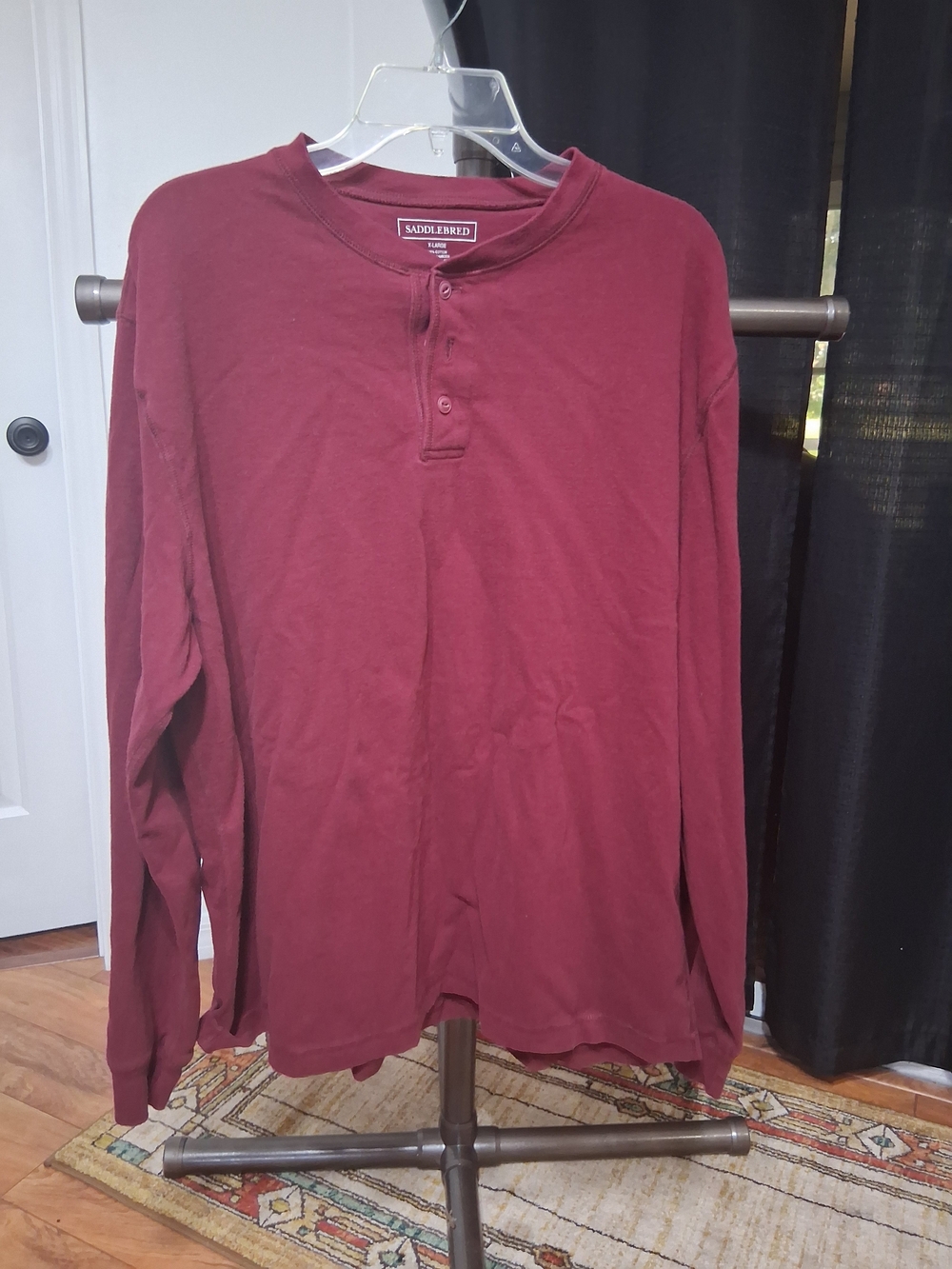 Saddlebred Men's Long-Sleeve Henley Shirt - Maroon